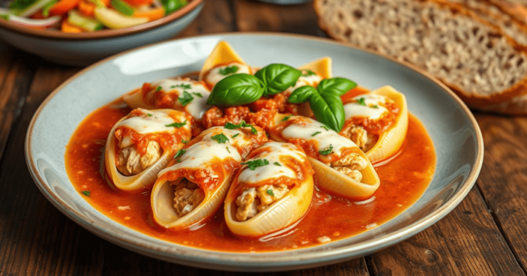 Healthy Stuffed Shells with Chicken