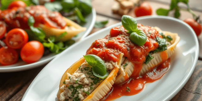 Healthy Stuffed Shells with Chicken